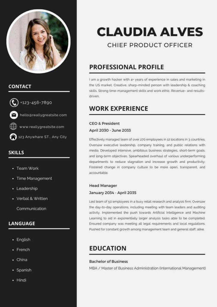 Chief Product Officer Resume Sample